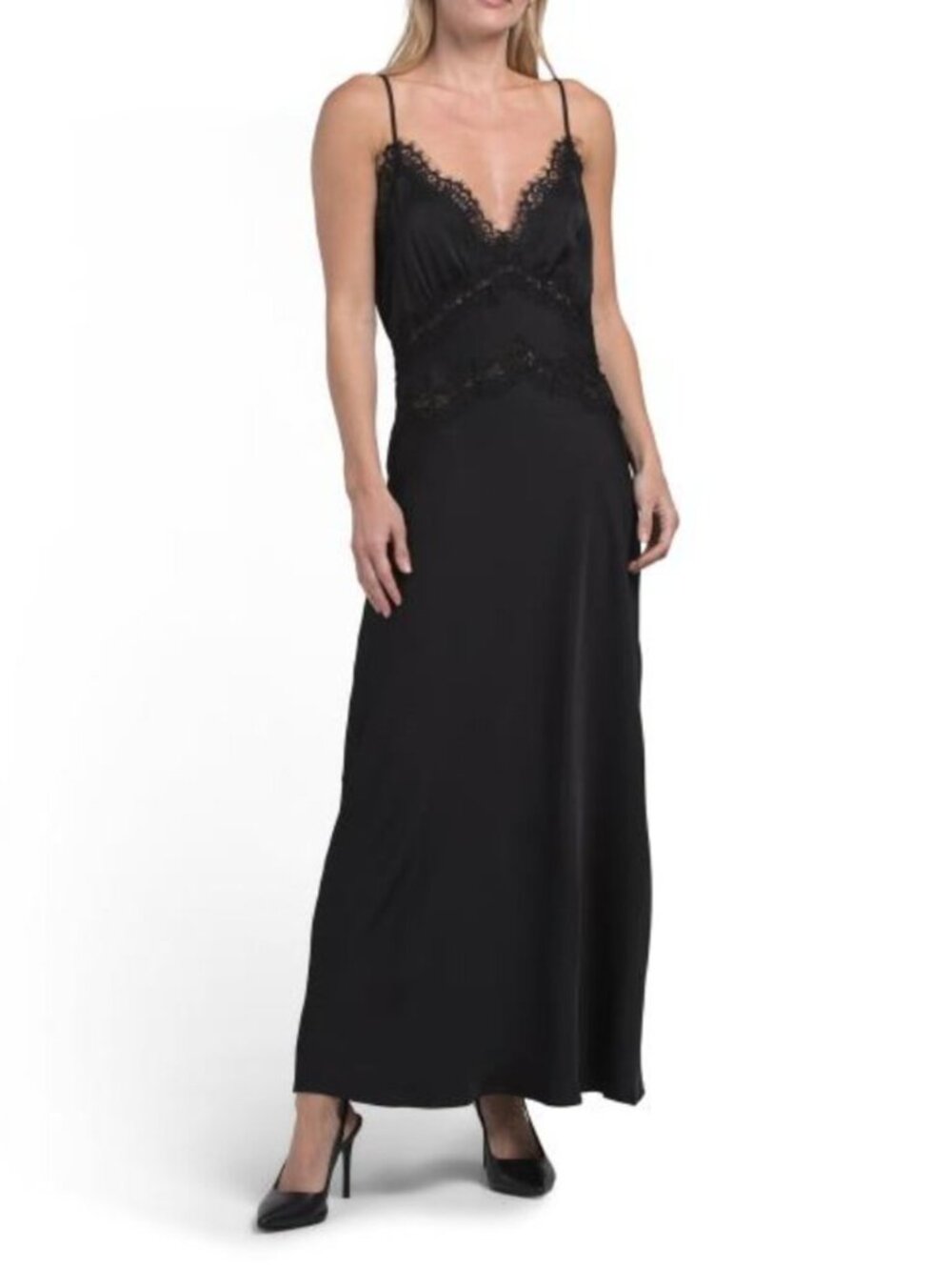 HOUSE OF HARLOW 1960 Satin Lace Maxi Dress